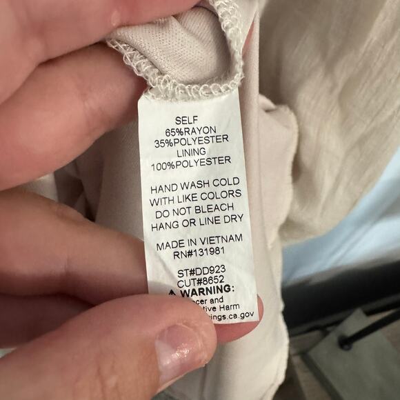 Naif Half Sleeve Gauzy Boho Mini Dress Women's Size Medium Light Beige Crinkle - Picture 7 of 7